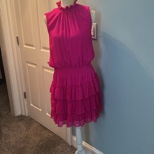 Vibrant Pink Ruffled Dress with very faint sparkles